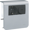 Держатель устройств c розеткой Schuko (L+N+PE) 16A 250A AC и модулем УЗИП 16A 230В АС тип III, для профиля 20х55 мм, без доп. накладки, PC/ABS безгалоген., цвет алюминий . Hager SL