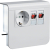 Держатель устройств c розеткой Schuko (L+N+PE) 16A 250A AC и для громкоговорителей (4 проводника до 6мм2;), для профиля 20х55 мм, без доп. накладки, PC/ABS безгалоген., RAL9010 чисто-белый . Hager SL