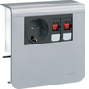 Держатель устройств c розеткой Schuko (L+N+PE) 16A 250A AC и для громкоговорителей (4 проводника до 6мм2;), для профиля 20х55 мм, без доп. накладки, PC/ABS безгалоген., цвет алюминий . Hager SL