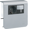 Держатель устройств c розеткой Schuko (L+N+PE) 16A 250A AC и выключателем с датчиком движения, для профиля 20х55 мм, без доп. накладки, PC/ABS безгалоген., цвет алюминий . Hager SL