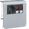 Держатель устройств c розеткой Schuko (L+N+PE) 16A 250A AC и для громкоговорителей (4 проводника до 6мм2;), для профиля 20х80 мм, без доп. накладки, PC/ABS безгалоген., цвет алюминий . Hager SL