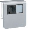 Держатель устройств c розеткой Schuko (L+N+PE) 16A 250A AC и светодиодным табло 230В, для профиля 20х80 мм, без доп. накладки, PC/ABS безгалоген., цвет алюминий . Hager SL