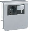 Держатель устройств c розеткой Schuko (L+N+PE) 16A 250A AC и выключателем с датчиком движения, для профиля 20х80 мм, без доп. накладки, PC/ABS безгалоген., цвет алюминий . Hager SL