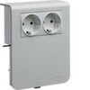 SL new, Держатель устройств с двойной розеткой Shcuko 2x(L+N+PE) 16А, 250В АС, с защитными шторками, для профиля 20х115 мм, без доп накладки, PC/ABS безгалоген., RAL9010 чисто-белый