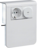 SL new, Держатель устройств c розеткой Schuko (L+N+PE) 16A 250A AC и модулем УЗИП 16A 230В АС типа III, для профиля 20х115 мм, без доп. накладки, PC/ABS безгалоген., RAL9010  чисто-белый