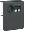 SL new, Держатель устройств с розетками Schuko (L+N+PE) 16A 250A AC и 2хRJ45 Кат.6, для профиля 20х115 мм, без доп. накладки, PC/ABS безгалоген., RAL9011 графитово-чёрный