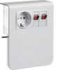 SL new, Держатель устройств c розетками Schuko (L+N+PE) 16A 250A AC и для громкоговорителей (4 проводника до 6мм²), для профиля 20х115 мм, без доп. накладки, PC/ABS безгалоген., RAL9010 чисто-белый