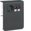 SL new, Держатель устройств c розетками Schuko (L+N+PE) 16A 250A AC и для громкоговорителей (4 проводника до 6мм²), для профиля 20х115 мм, без доп. накладки, PC/ABS безгалоген., RAL9011 графитово-чёрный